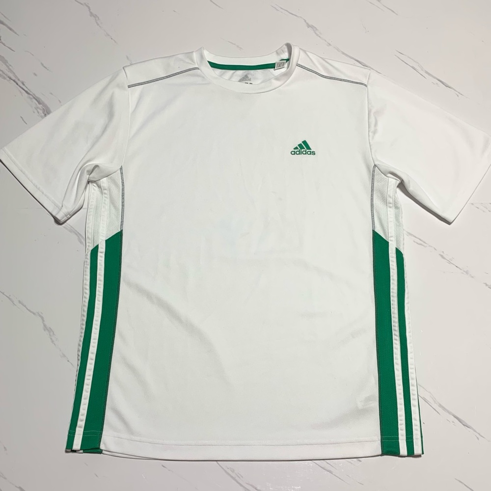 Adidas Climalite NWOT Mens White Green Athletic Shirt Size Medium